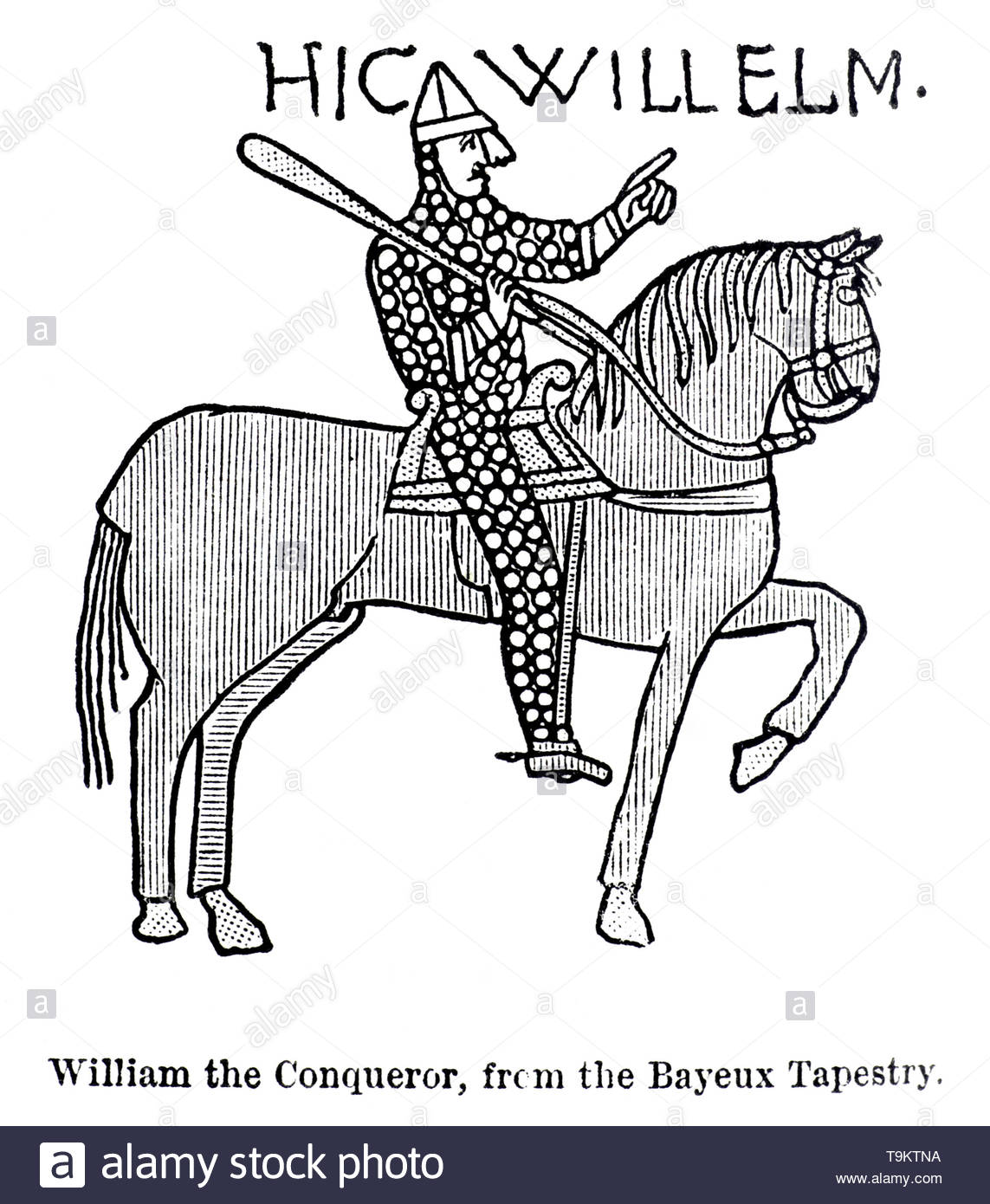 Guillaume le Conquérant, 1028 - 1087, premier roi normand d'Angleterre, à partir de la Tapisserie de Bayeux, vintage illustration de 1884 Banque D'Images