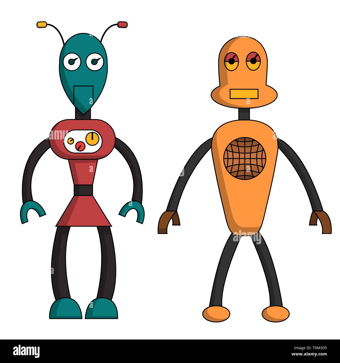 Couple Robot télévision caractère. Illustration vectorielle stock Illustration de Vecteur