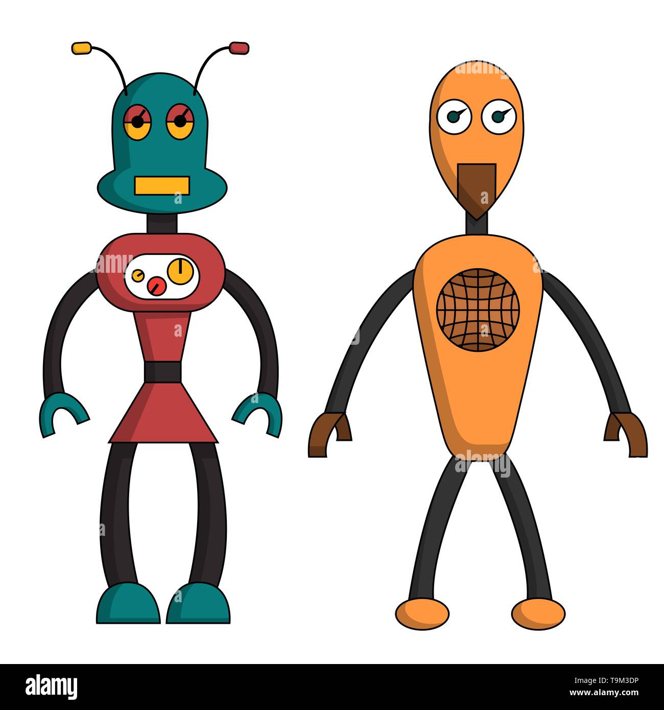 Couple Robot télévision caractère. Illustration vectorielle stock Illustration de Vecteur