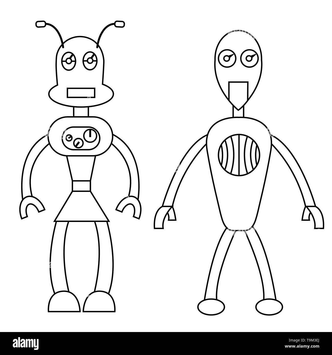 Deux contours. caractère du robot Illustration vectorielle stock Illustration de Vecteur