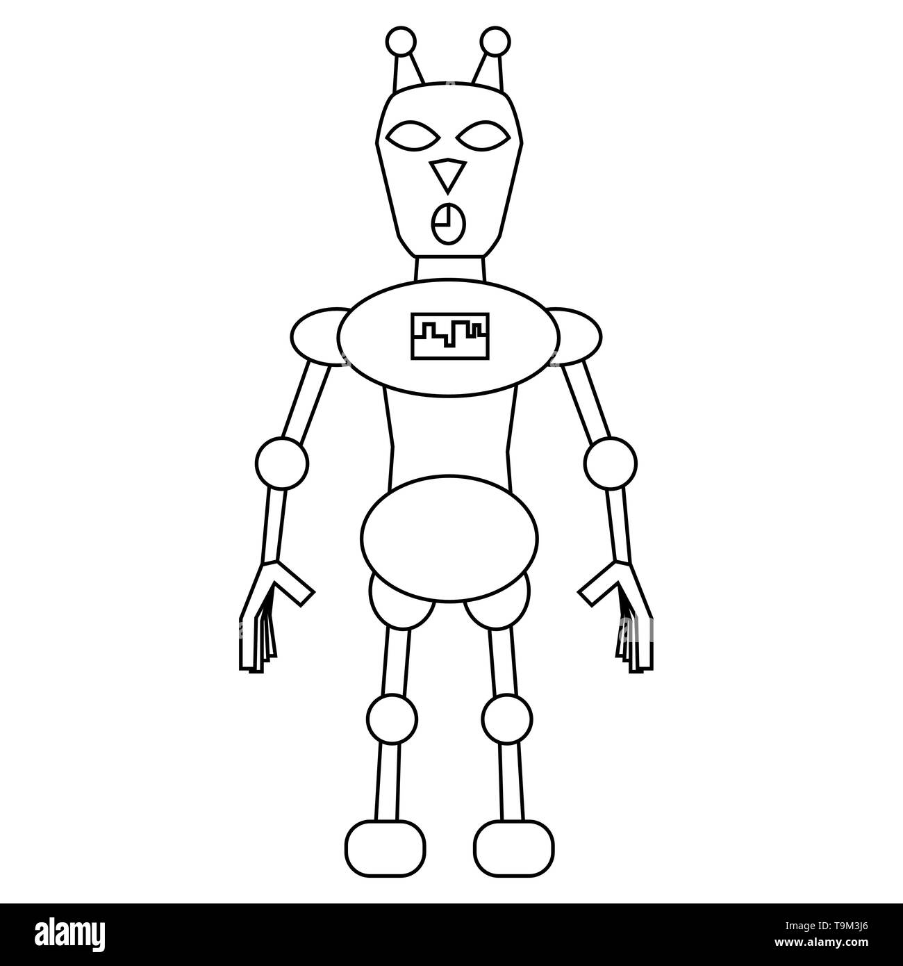 Chat de robot contours caractère. Vector illustration isolé Illustration de Vecteur