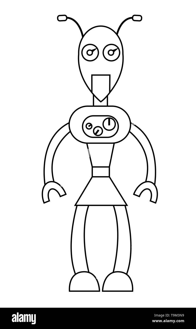 Robot girl contours caractère. Illustration vectorielle stock Illustration de Vecteur