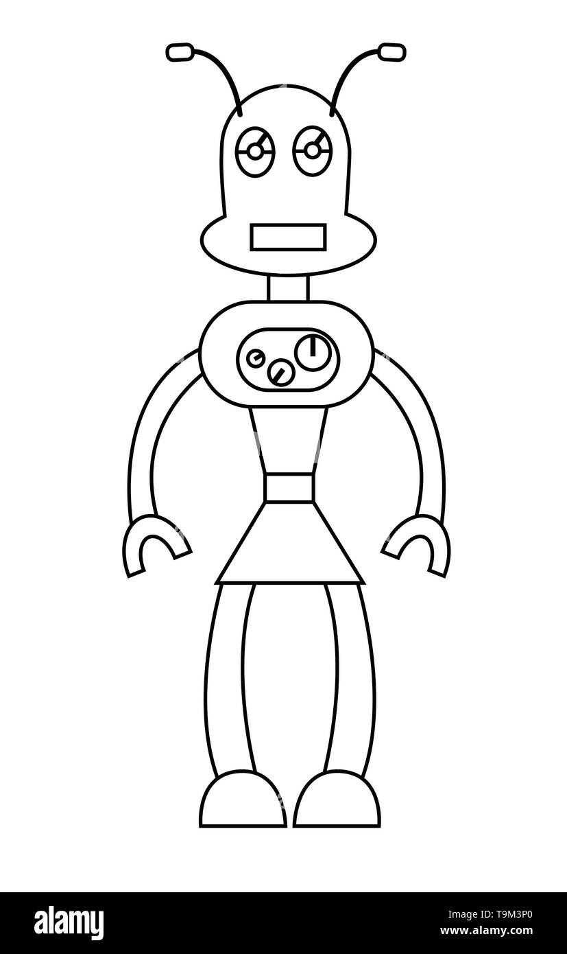 Robot girl contours caractère. Illustration vectorielle stock Illustration de Vecteur