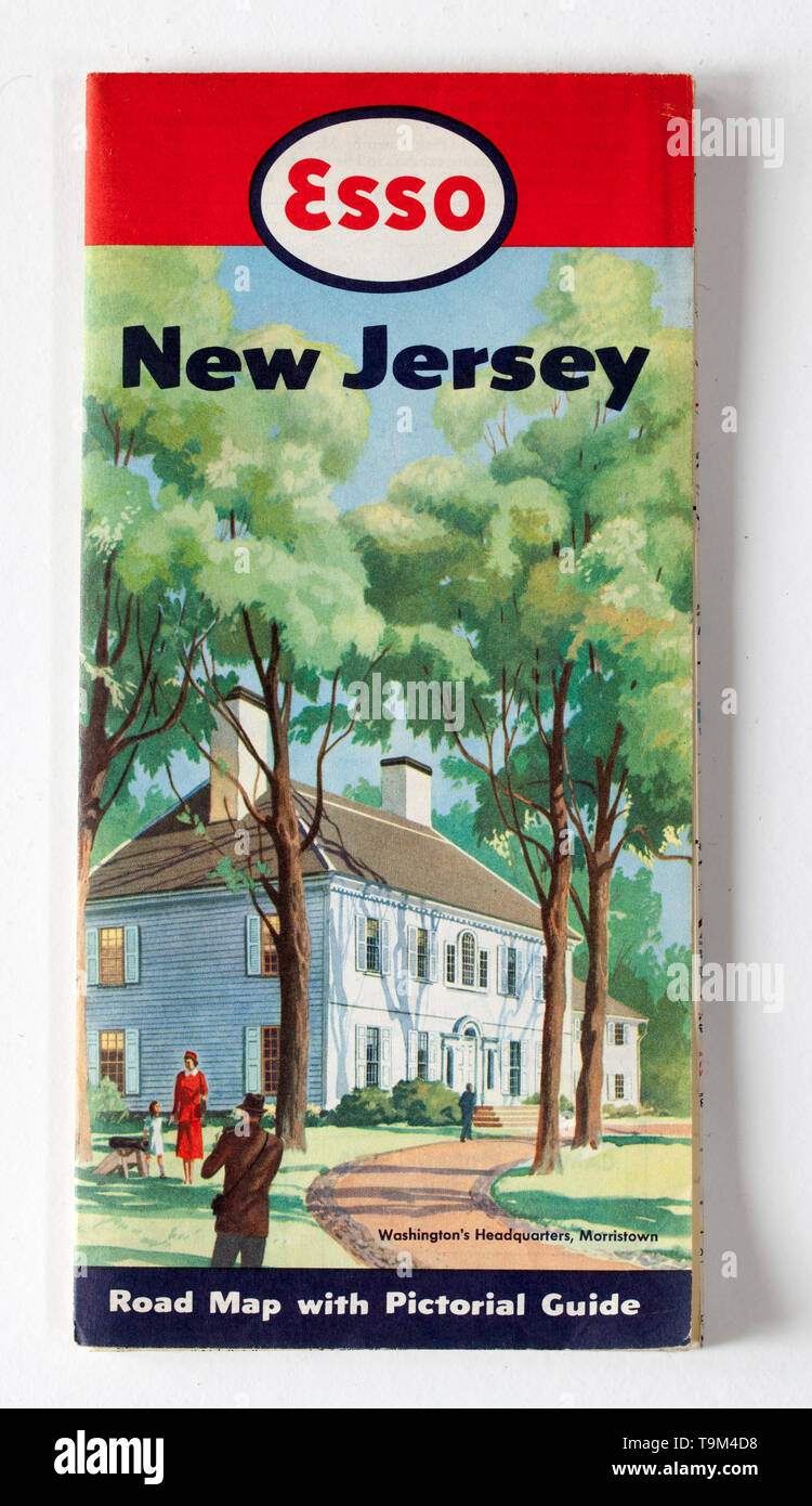 Old Vintage Road Map - New Jersey Banque D'Images