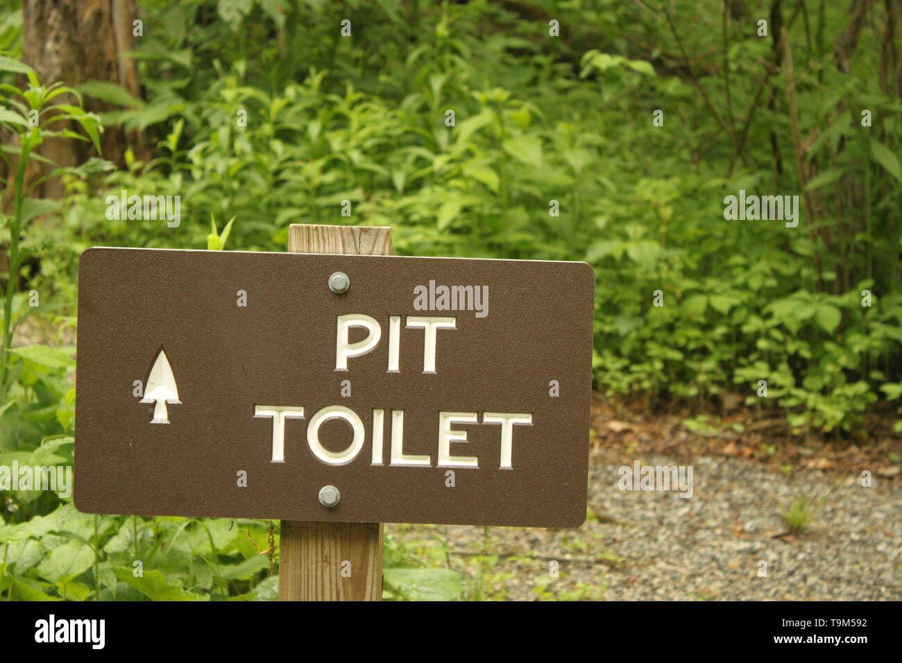 Toilette sèche à venir signer à New River State Park Banque D'Images