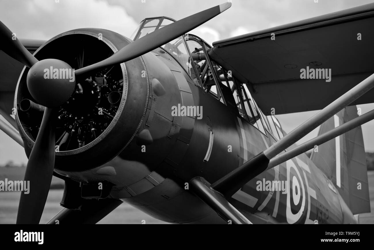 IIITT Westland Lysander Mk.V9312 au soir Shuttleworth airshow le 18 mai 2019 Banque D'Images
