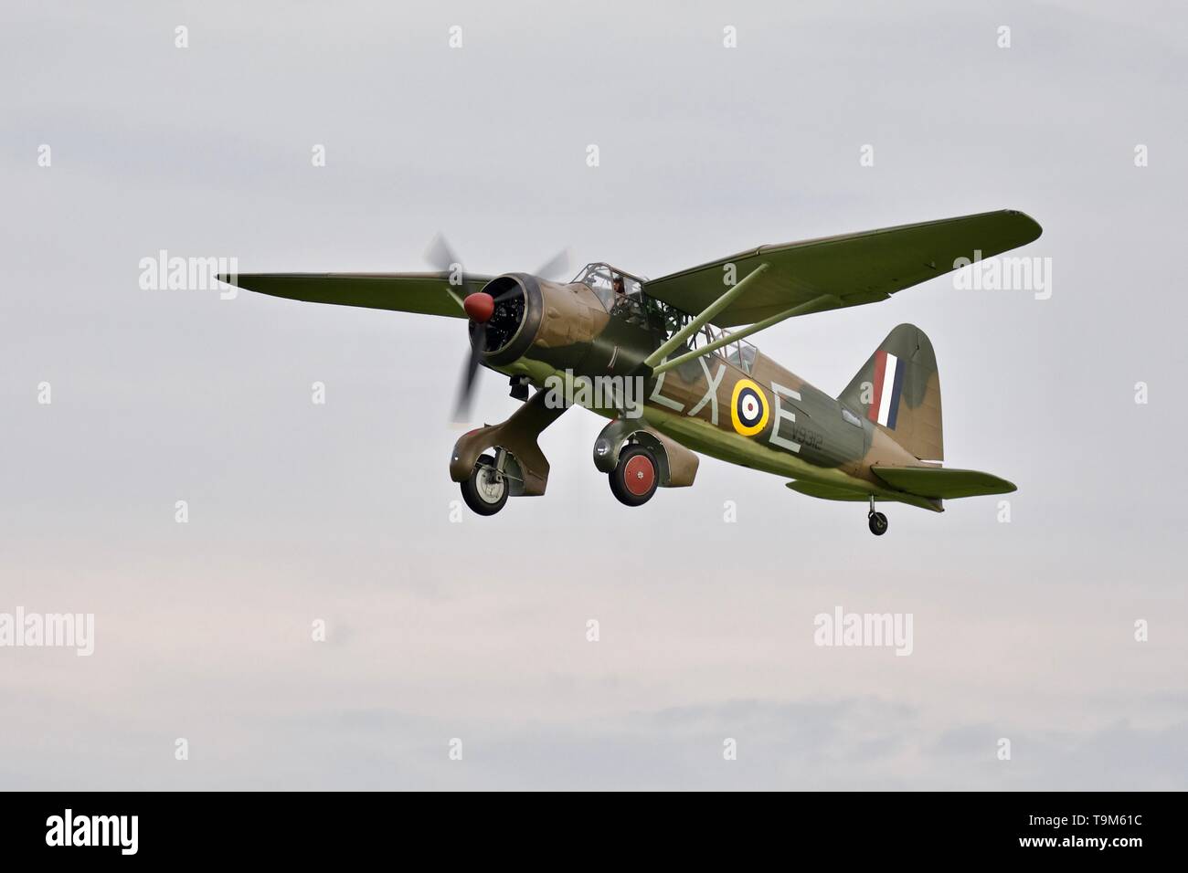 IIITT Westland Lysander Mk.V9312 au soir Shuttleworth airshow le 18 mai 2019 Banque D'Images