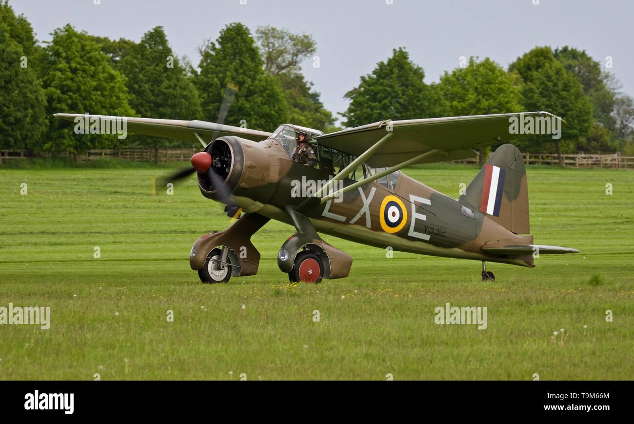 IIITT Westland Lysander Mk.V9312 au soir Shuttleworth airshow le 18 mai 2019 Banque D'Images