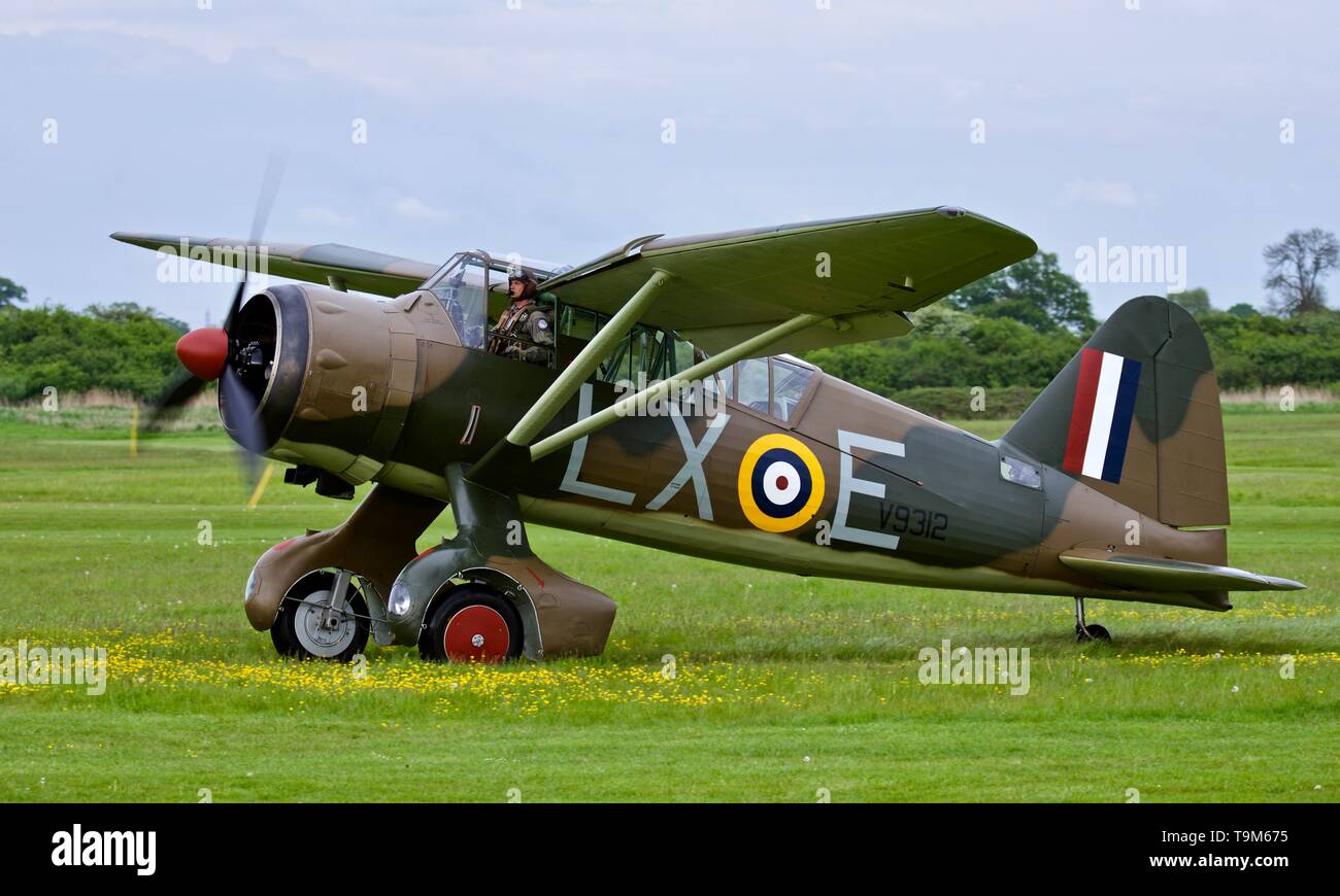 IIITT Westland Lysander Mk.V9312 au soir Shuttleworth airshow le 18 mai 2019 Banque D'Images