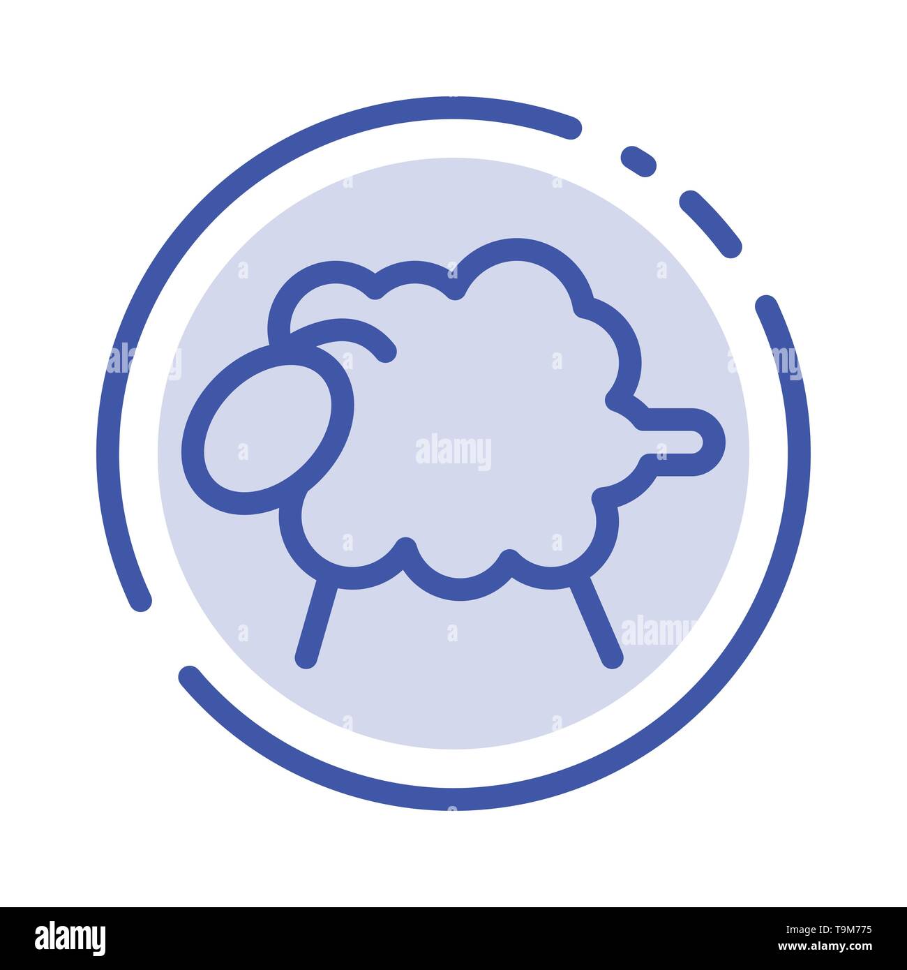 L'agneau, de mouton, de la laine, de Pâques l'icône de la ligne en pointillé bleu Illustration de Vecteur