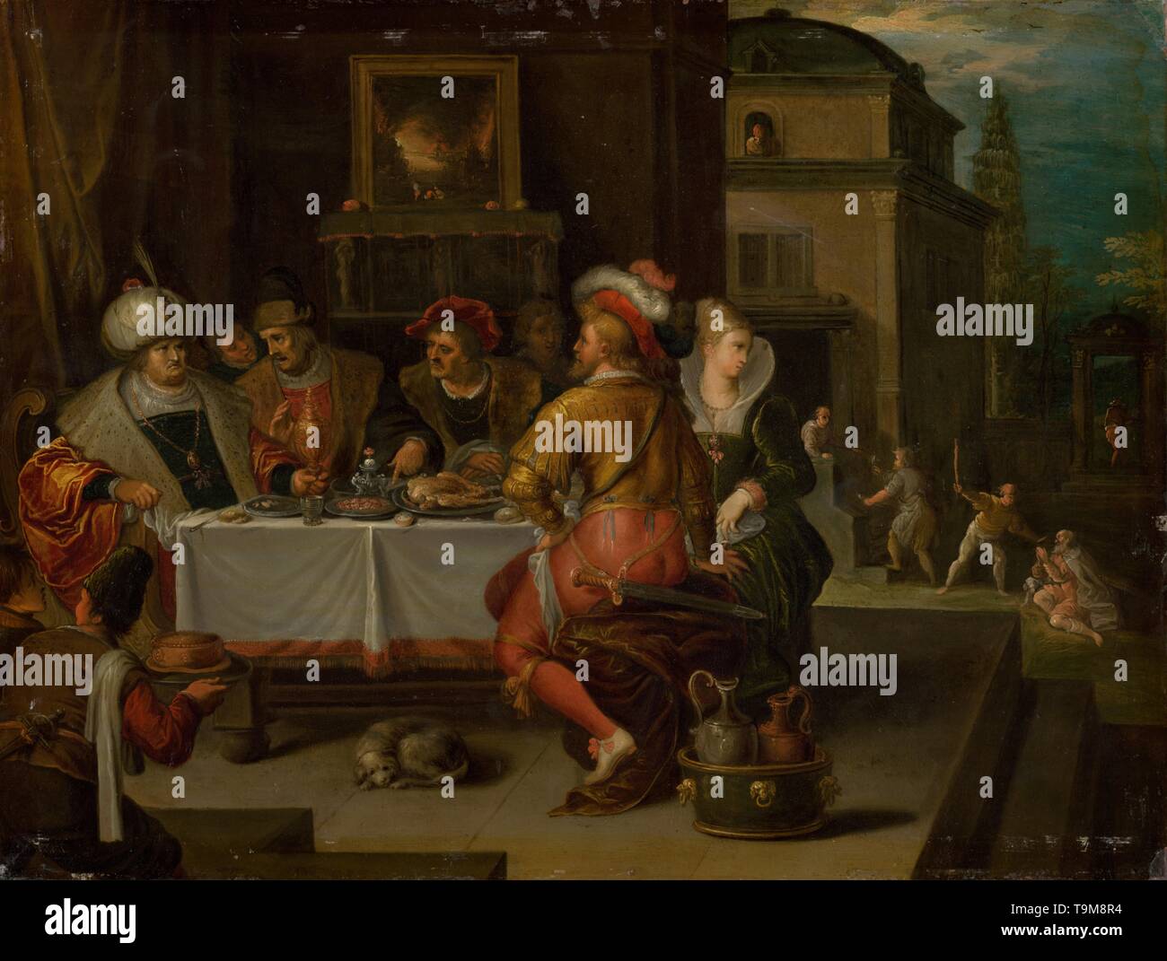 La parabole de l'homme riche et le pauvre Lazare. Musée : Galerie nationale slovaque, Bratislava. Auteur : Francken, Frans, le plus jeune. Banque D'Images