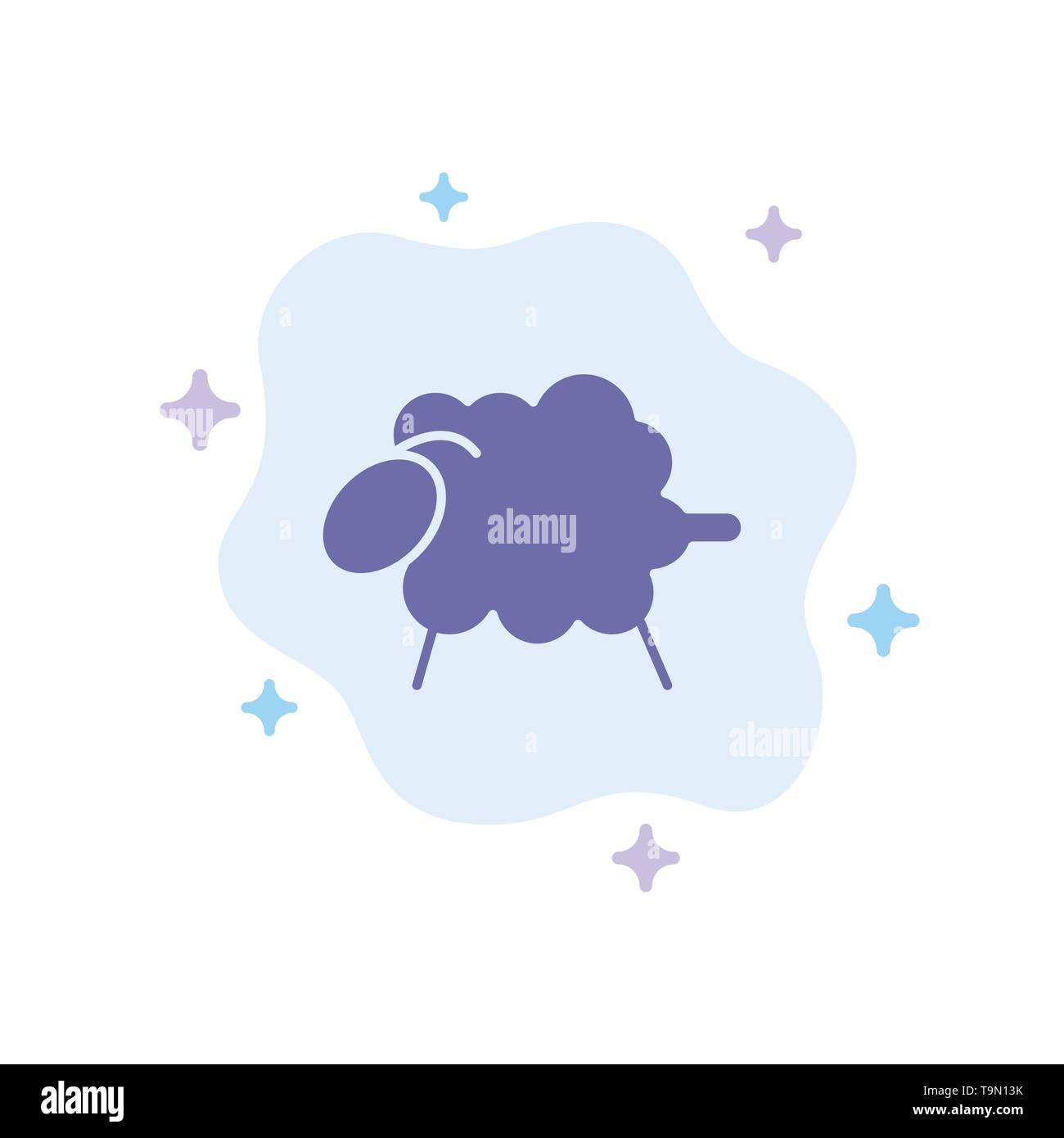 L'agneau, de mouton, de la laine, Pâques icône bleue sur fond de nuage abstrait Illustration de Vecteur