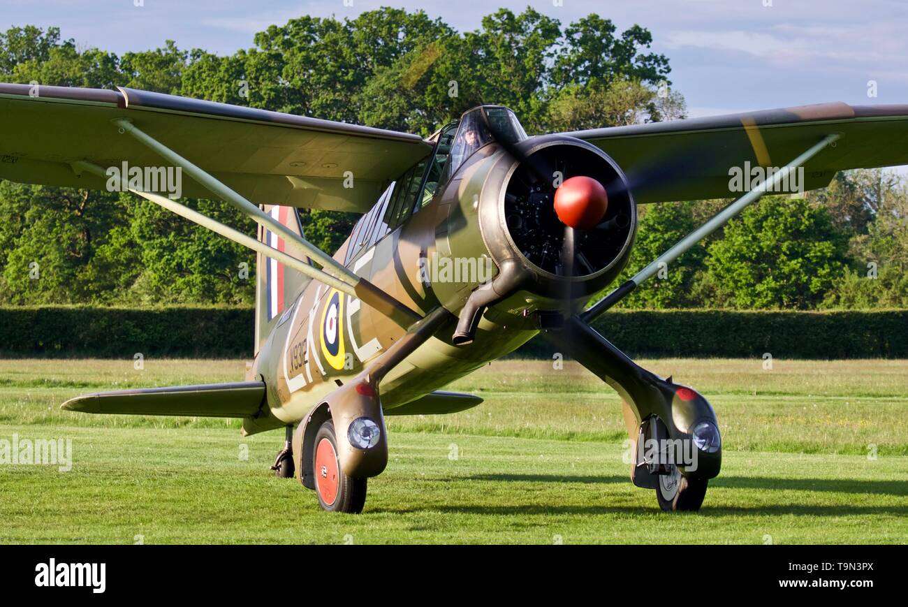 IIITT Westland Lysander Mk.V9312 au soir Shuttleworth airshow le 18 mai 2019 Banque D'Images