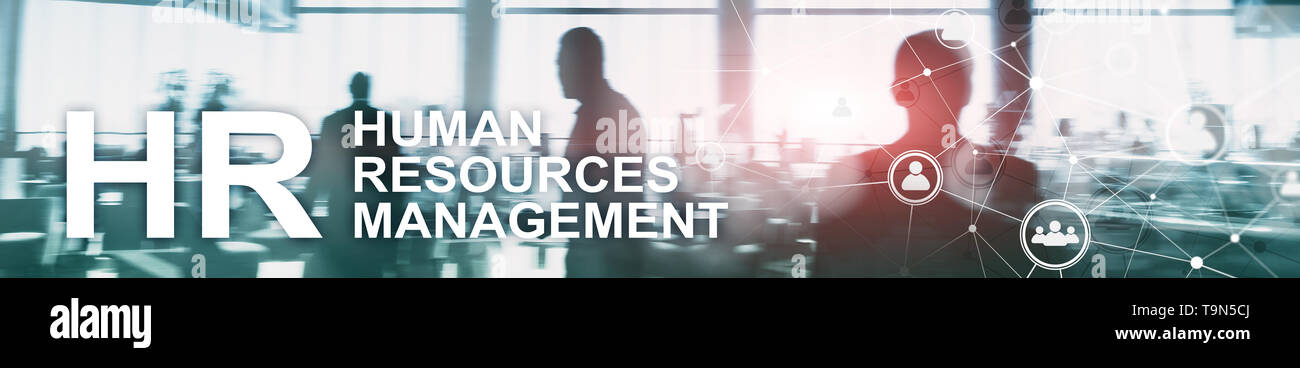 La gestion des ressources humaines, RH, Team Building et de recrutement concept sur fond flou. Site web bannière d'en-tête. Banque D'Images