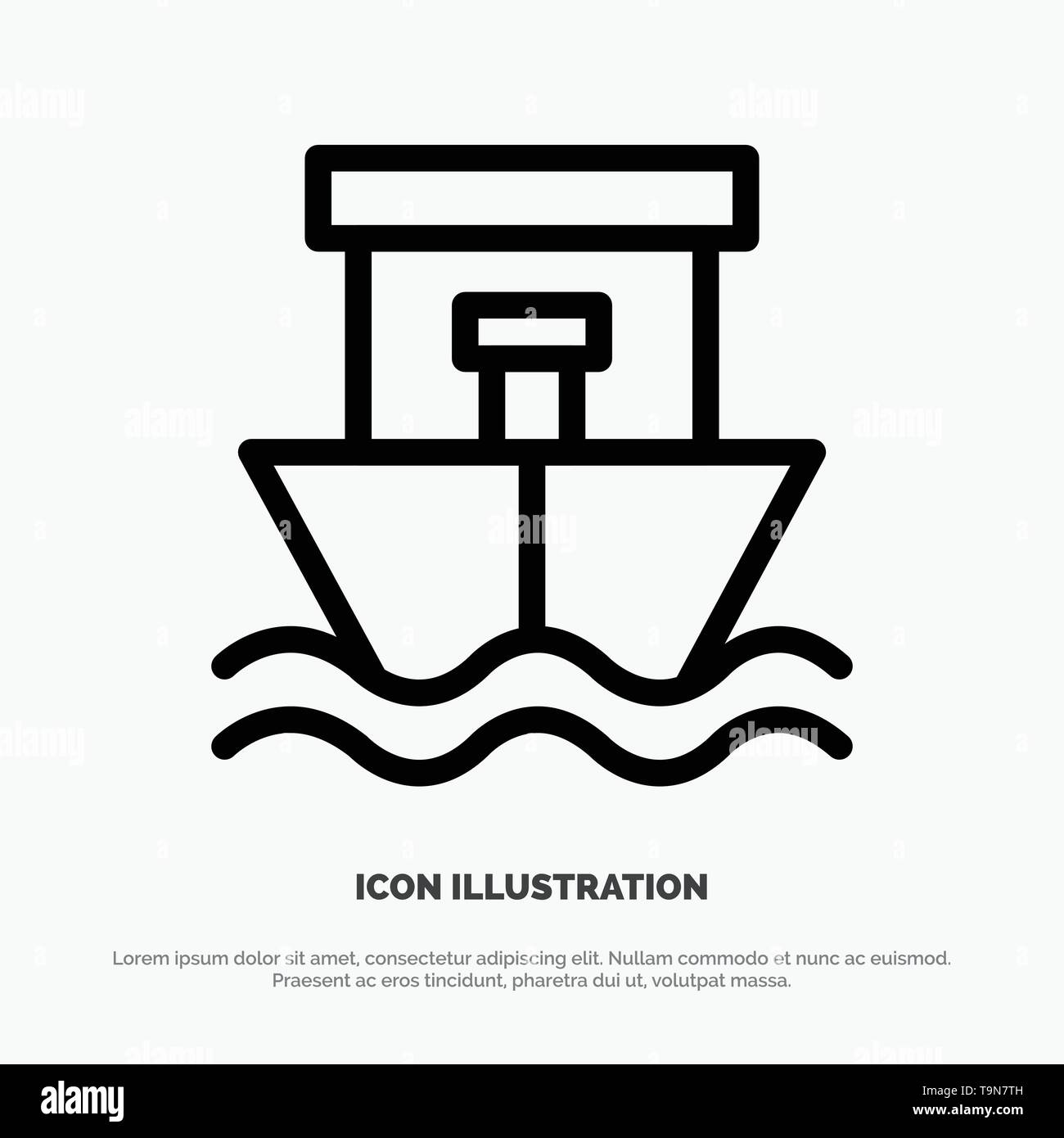 De Bateau, plage, bateau, l'icône de la ligne d'été Vector Illustration de Vecteur