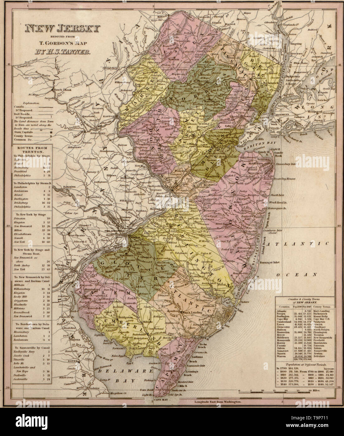 Plan de New Jersey, 1844 Banque D'Images