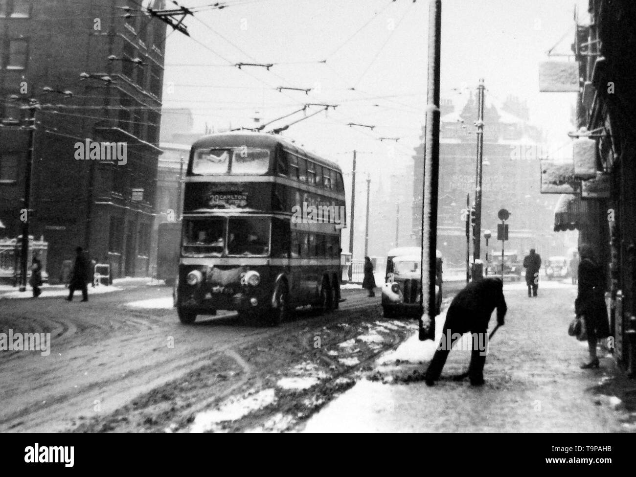 La place du Parlement en Trolleybus Nottingham en 1949 Banque D'Images