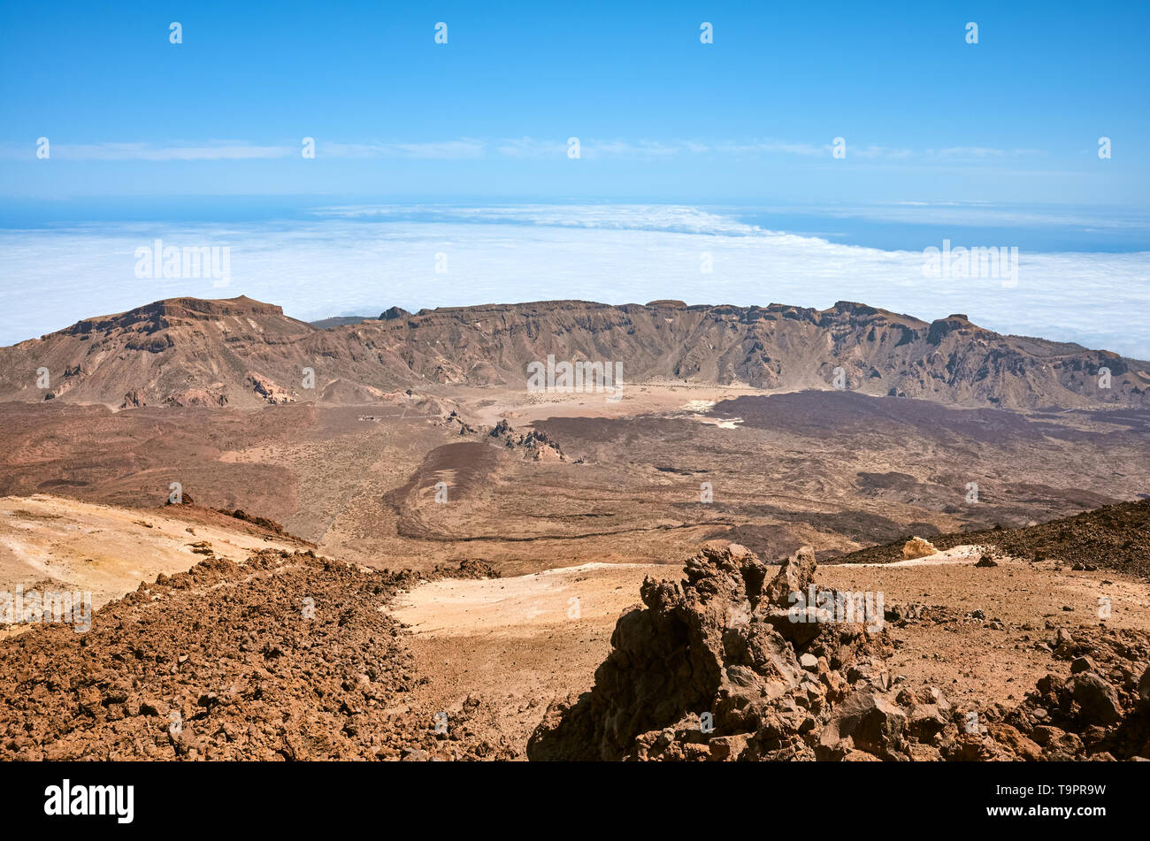 Paysage volcanique du mont Teide, le Parc National du Teide, Tenerife, Espagne. Banque D'Images