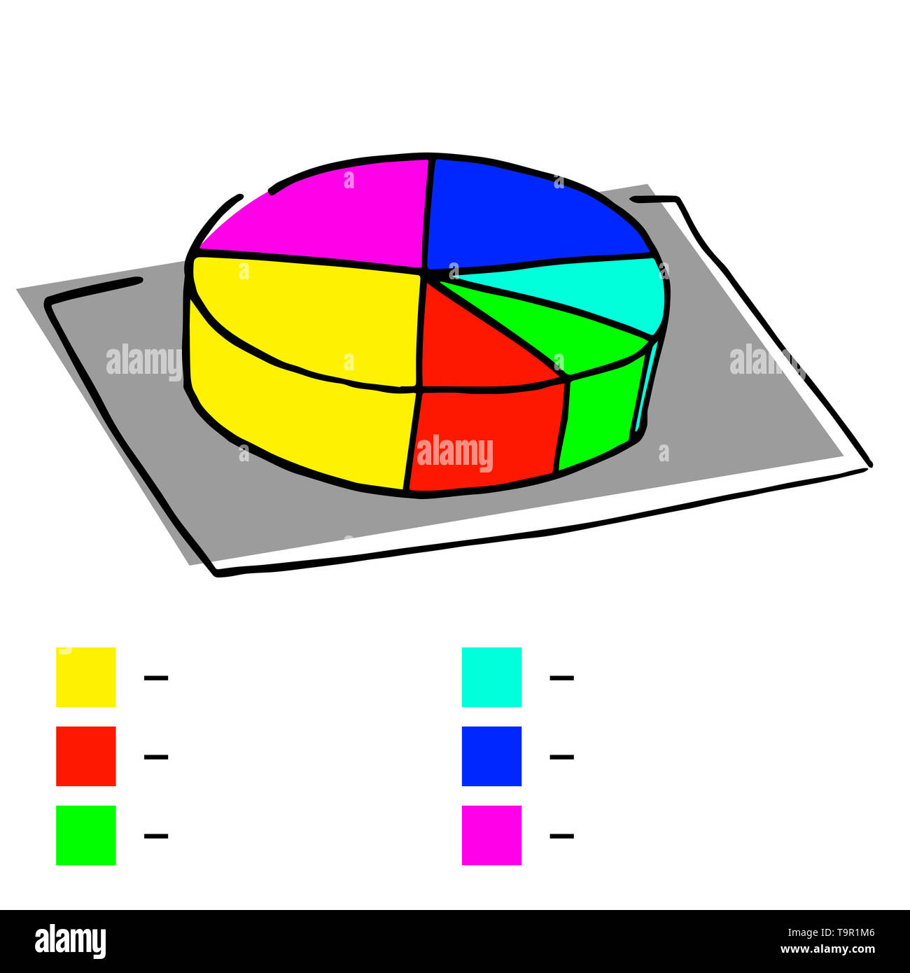 Schéma de couleurs à la main avec six options. Banque D'Images