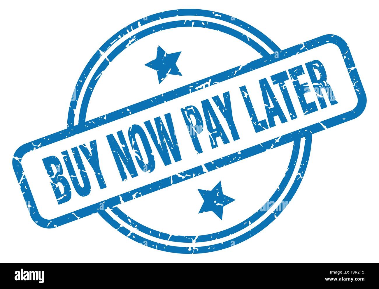 Achetez maintenant, payez plus tard round vintage grunge stamp Illustration de Vecteur