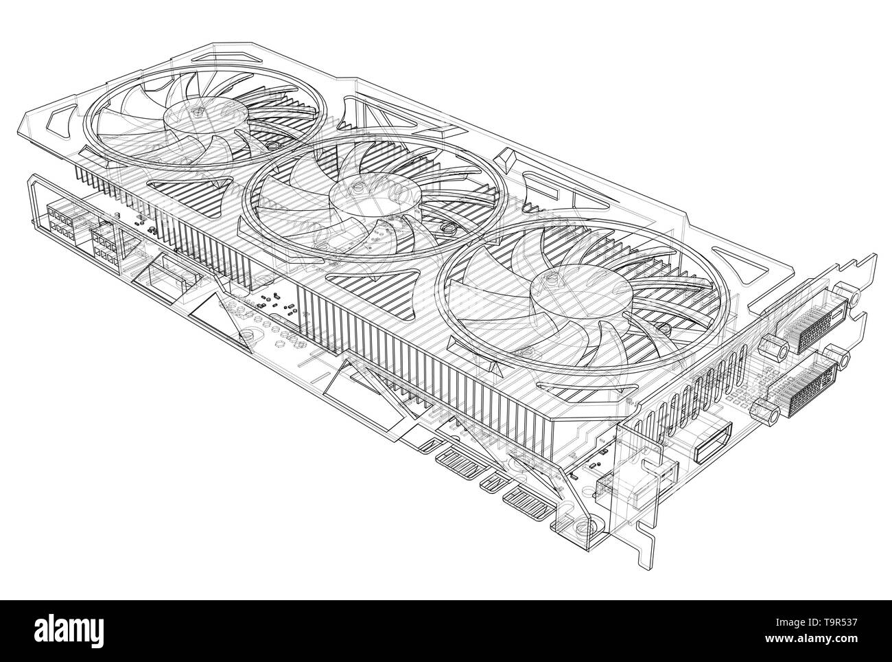 Carte Gpu Contour. Vector Illustration de Vecteur