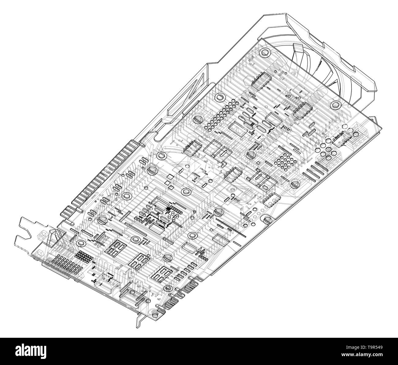 Carte Gpu Contour. Vector Illustration de Vecteur