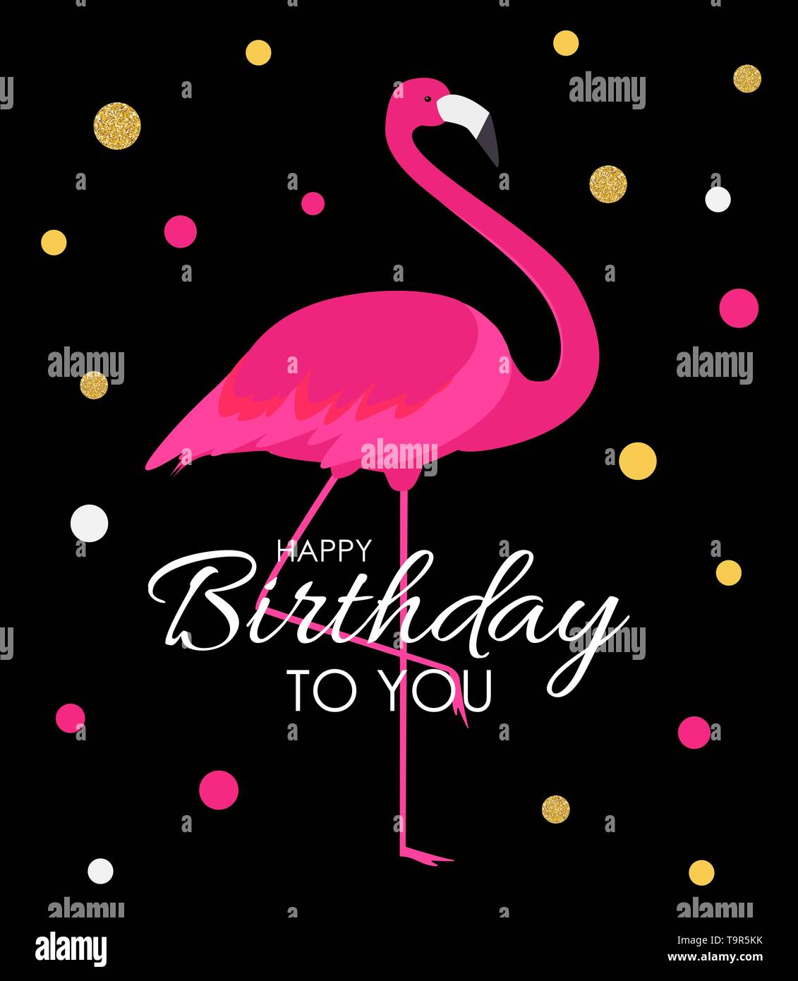 Cartoon couleur flamant rose sur un beau fonds de carte de souhaits pour voeux d'anniversaire. Vector Illustration. EPS10 Illustration de Vecteur Cartoon couleur flamant rose sur un beau fonds de carte de souhaits pour voeux d'anniversaire. Vector Illustration. EPS10 Illustration de Vecteur