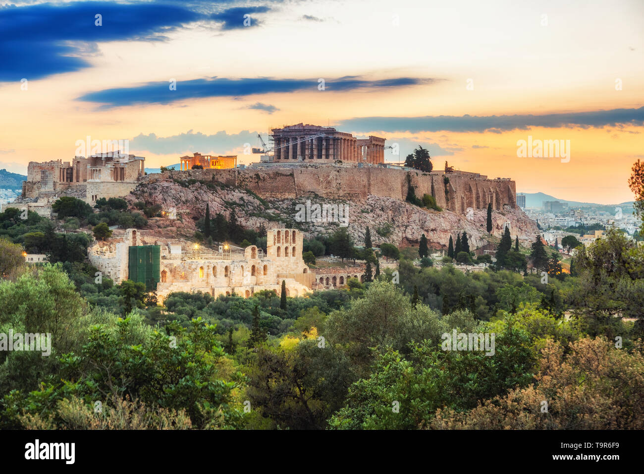Le Parthénon, l'acropole d'Athènes, Grèce au lever du soleil Banque D'Images Le Parthénon, l'acropole d'Athènes, Grèce au lever du soleil Banque D'Images
