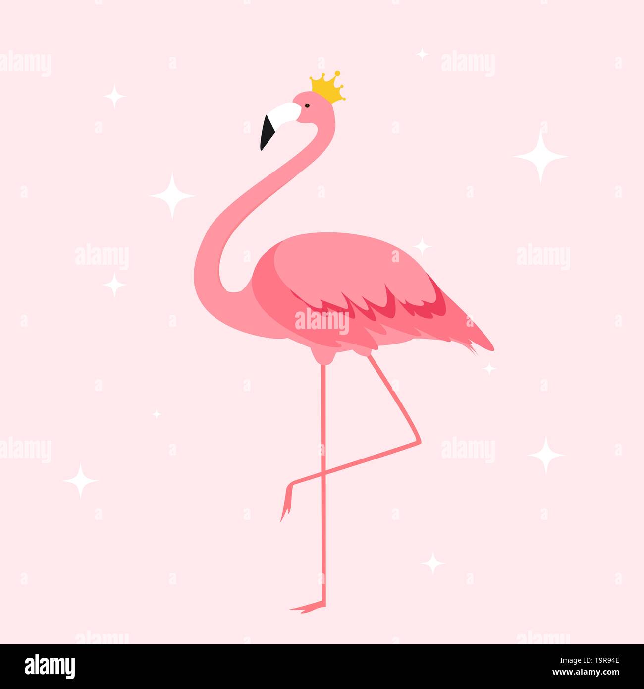 Silhouette de belles illustrations vecteur couleur de flamants dans la couronne Illustration de Vecteur