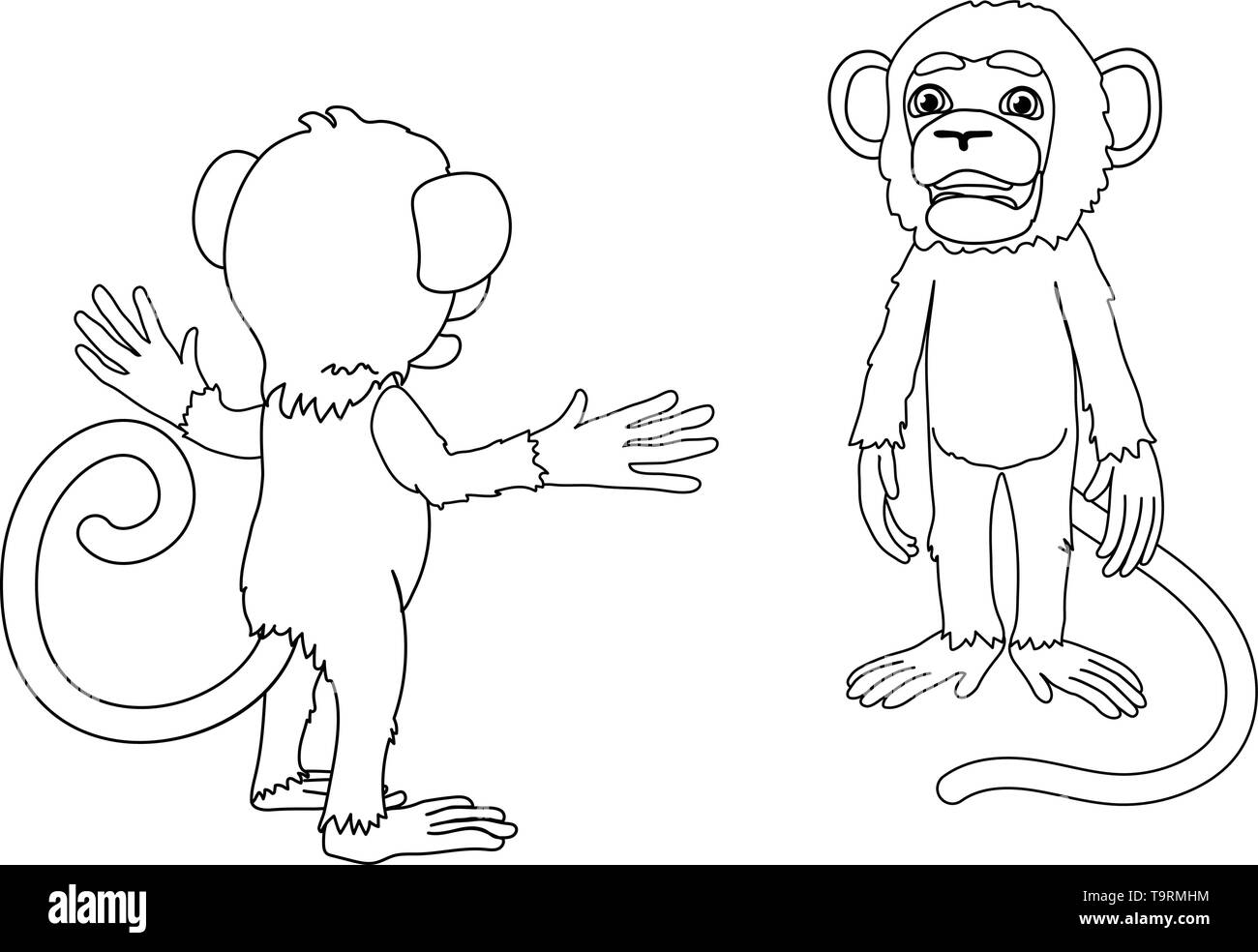 Ligne vector cartoon animal singe chimpanzé clip art Illustration de Vecteur