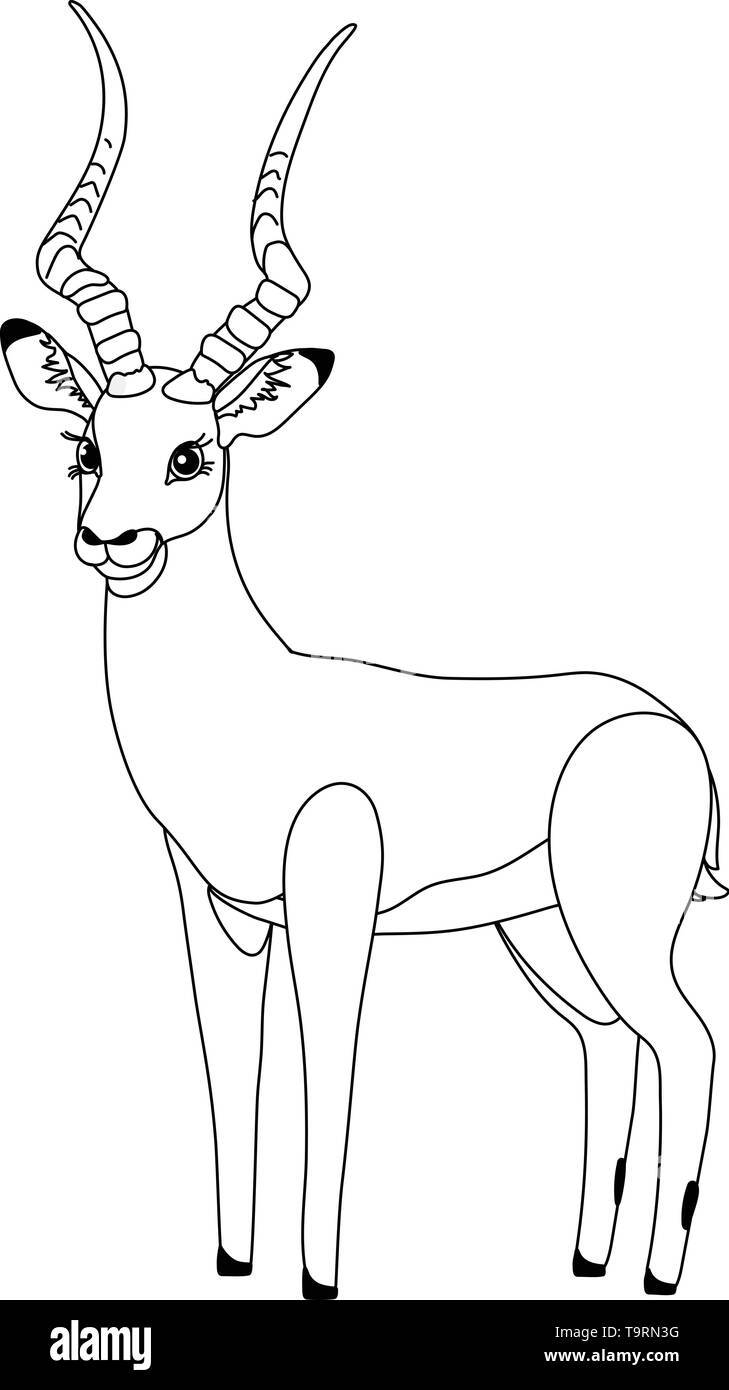 Ligne vector cartoon animal cute clip art impala Illustration de Vecteur