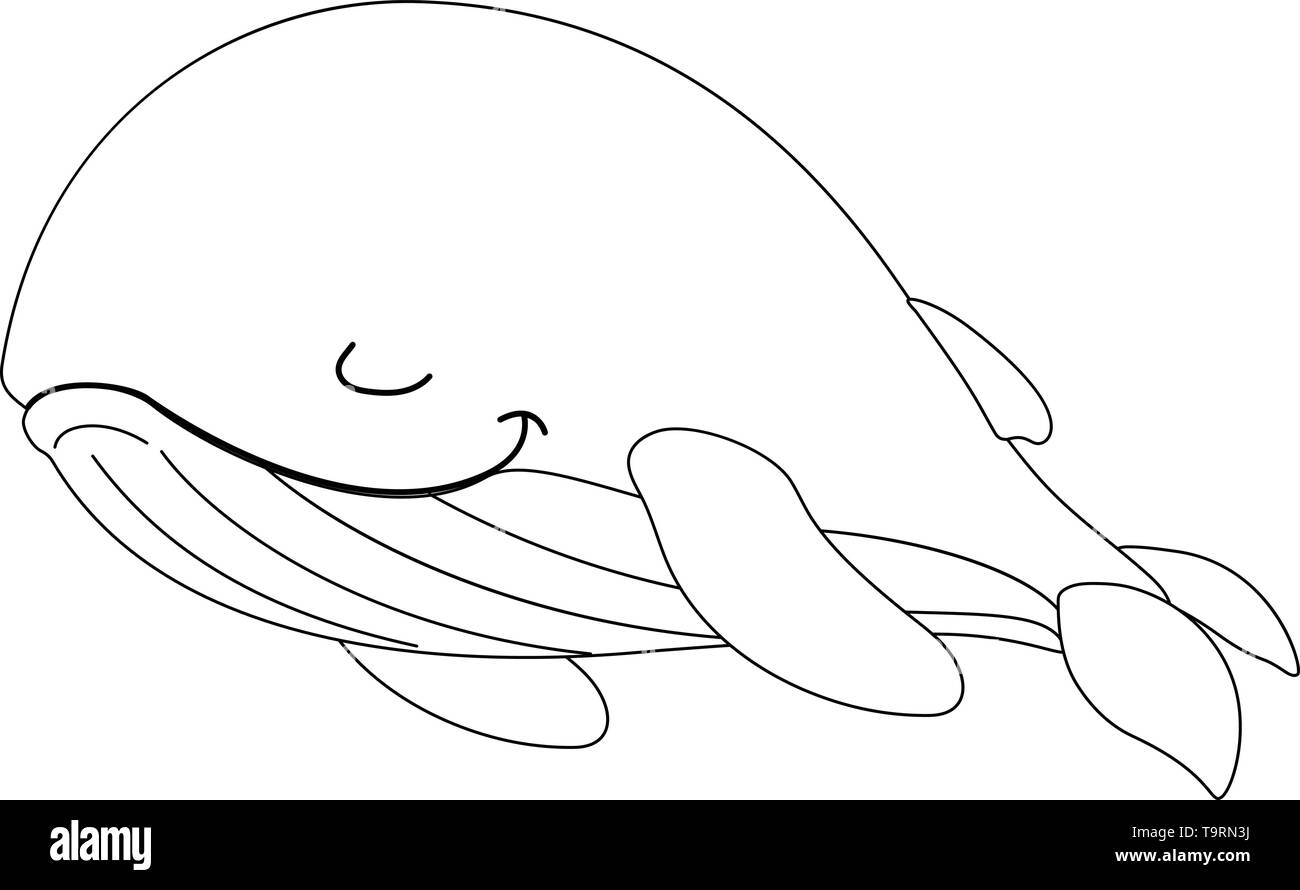 Ligne vector cartoon animal dormir rorqual bleu clip art Illustration de Vecteur