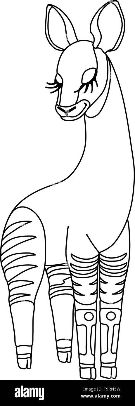Ligne vector cartoon animal cute clip art okapi Illustration de Vecteur