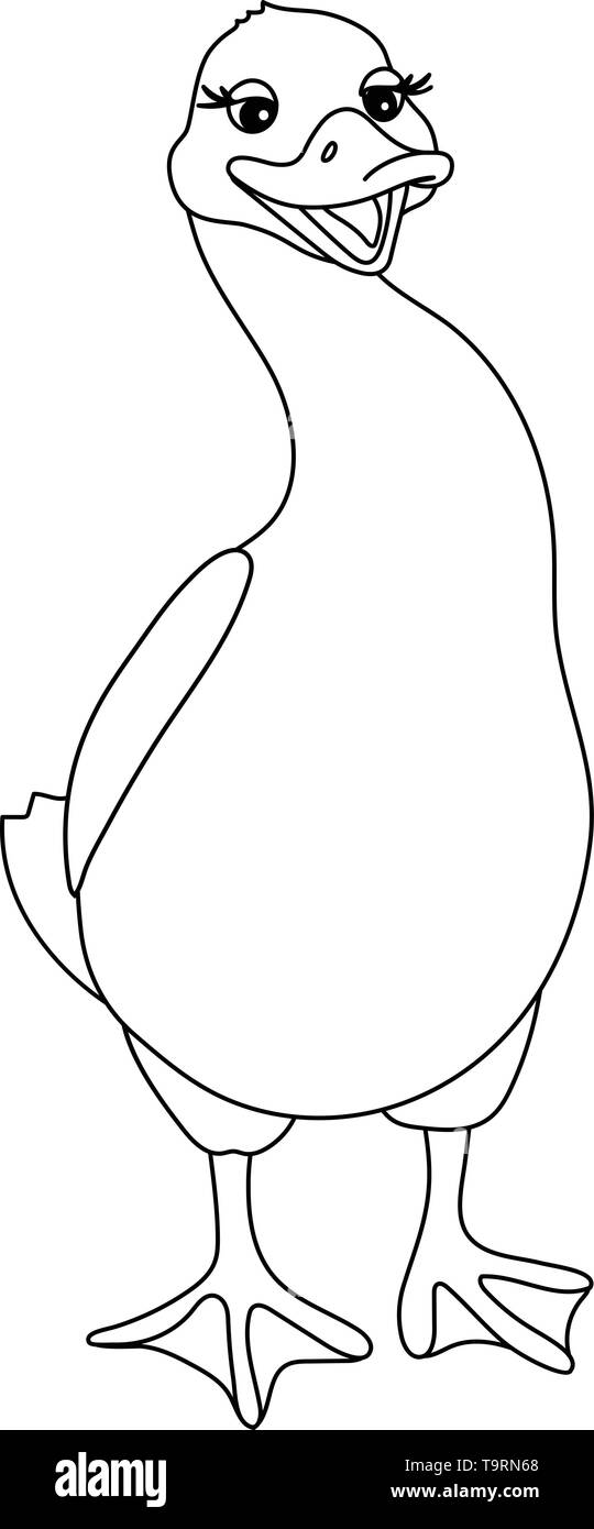 Ligne vector cartoon animal oiseau canard clip art Illustration de Vecteur