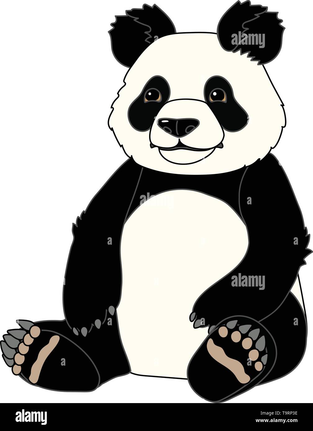 Scandi vector cartoon animal clip art assis grand panda Illustration de Vecteur