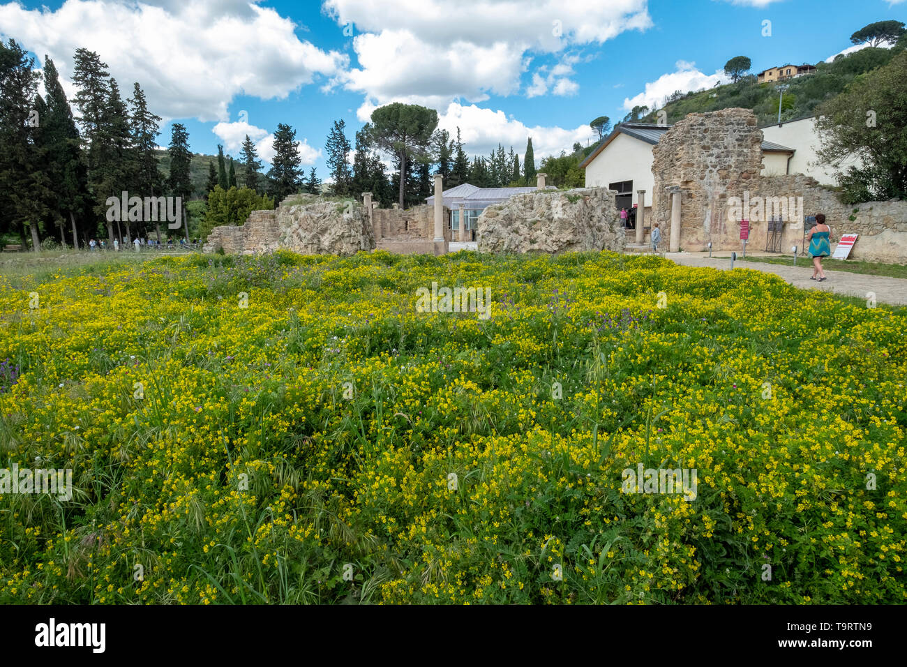 Vue extérieure de la Villa Romana del Casale, Piazza Armerina, Sicile, Italie. Banque D'Images