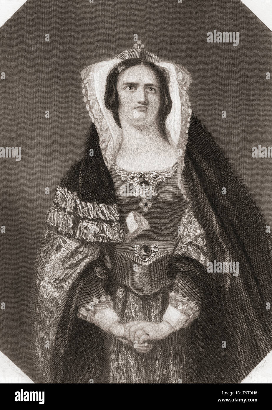 Lady Macbeth. Personnage féminin principal de la pièce de Shakespeare Macbeth. Galerie de Shakespeare, publié c.1840. Banque D'Images