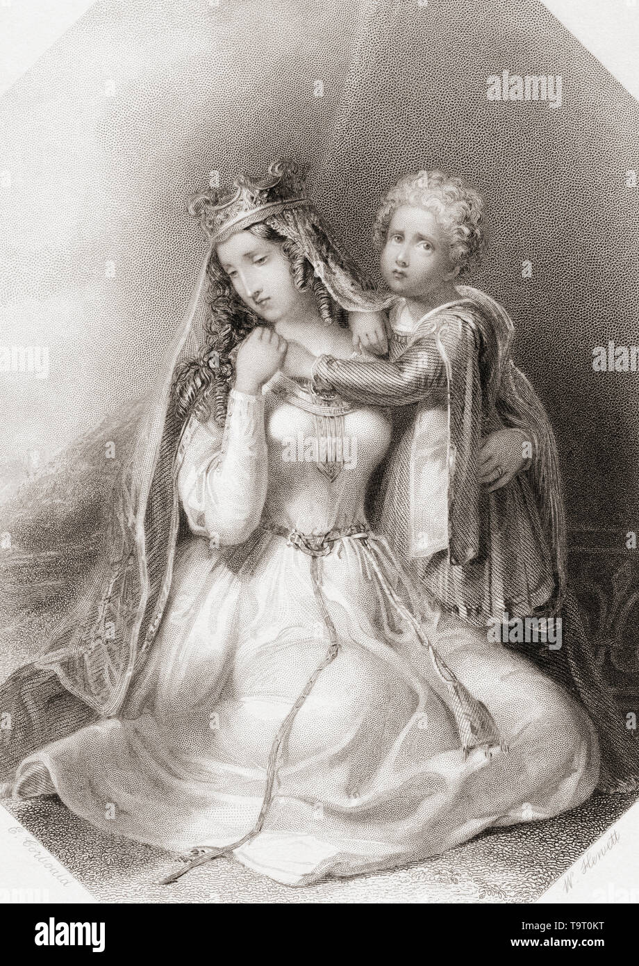 Lady Constance. Personnage féminin principal de la pièce de Shakespeare, le roi Jean. Galerie de Shakespeare, publié c.1840. Banque D'Images