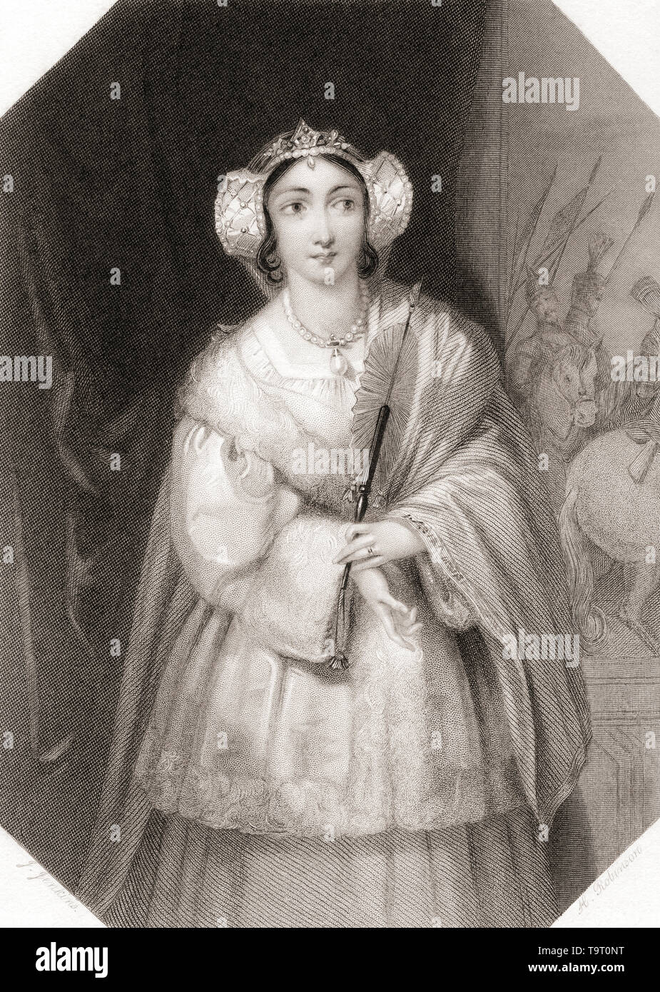 Lady Percy. Personnage féminin principal de la pièce de Shakespeare Le Roi Henri IV. Galerie de Shakespeare, publié c.1840. Banque D'Images