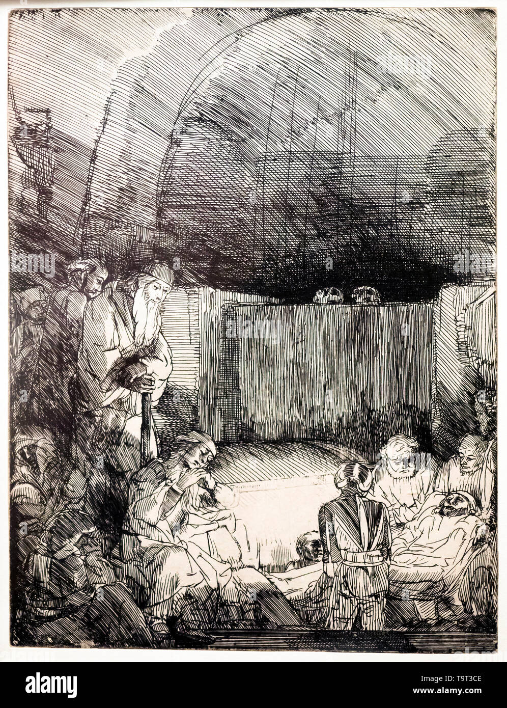 Rembrandt van Rijn (1606 -1669) La mise au tombeau, autour de 1654 pointe sèche et eau-forte, gravure sur papier de Chine Banque D'Images