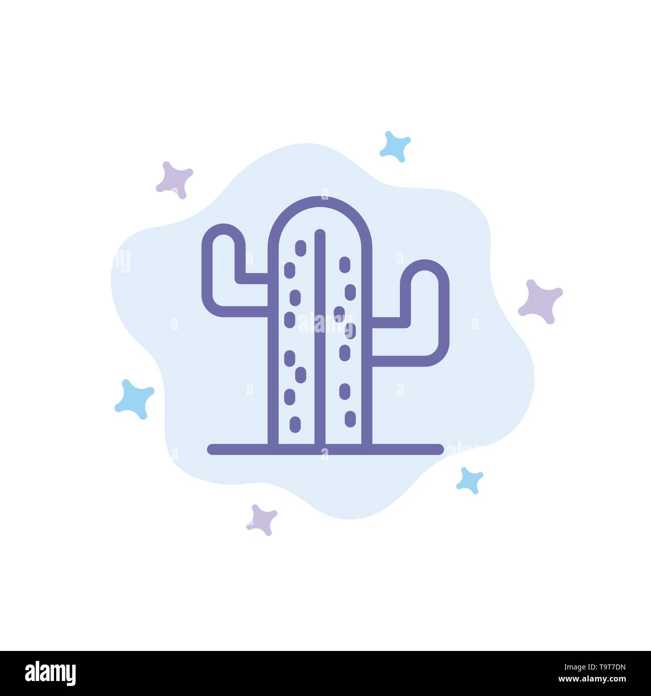 Cactus, USA, Amérique Centrale, icône bleue sur fond de nuage abstrait Illustration de Vecteur