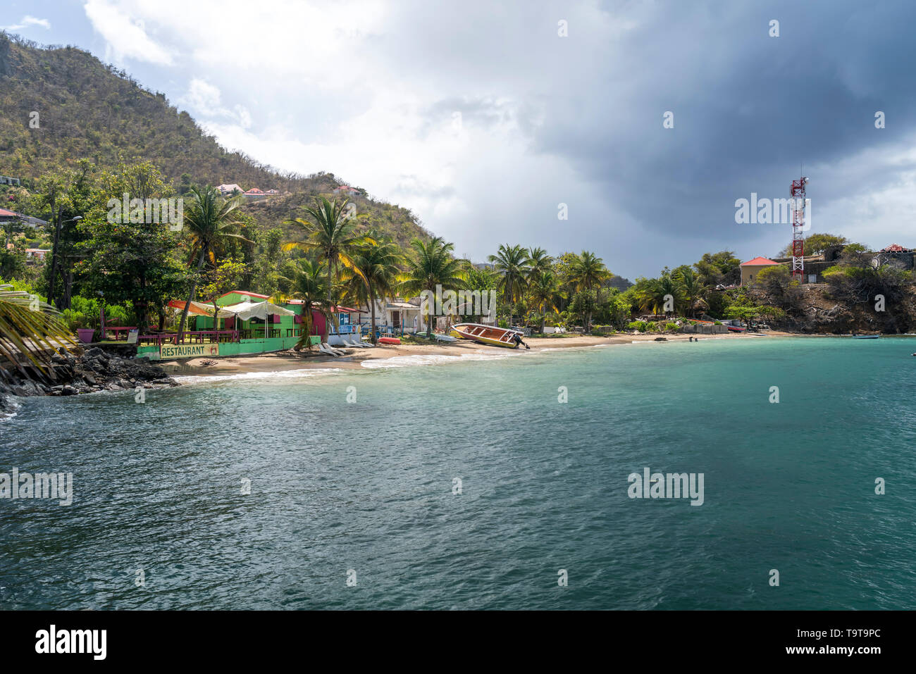 Restaurant La cas aux Epice am Strand plage de la colline, l'île de Terre-de-Haut, Les Saintes, Guadeloupe, Caraïbes, Frankreich | Restaurant La Cas Banque D'Images