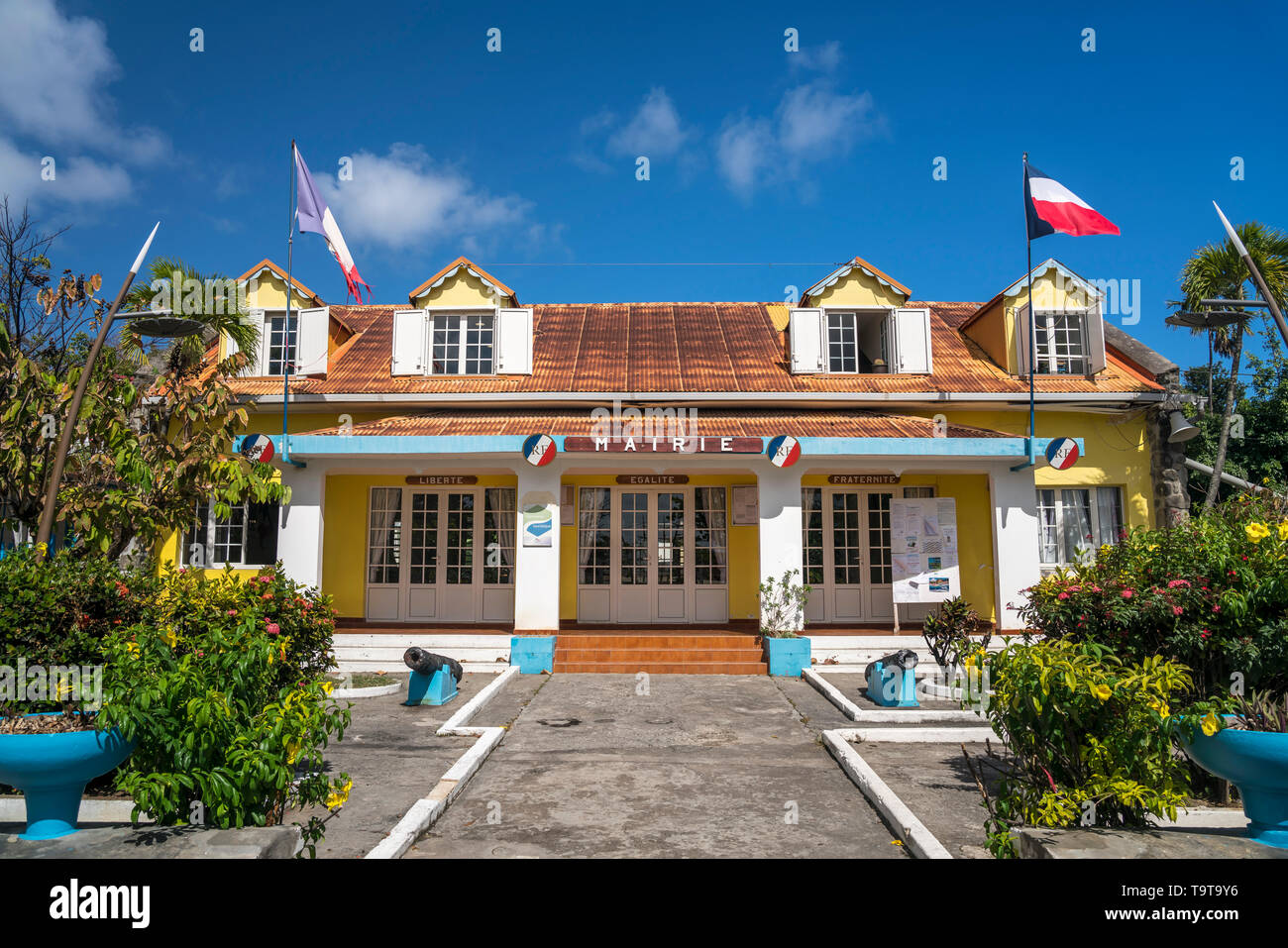 Das Rathaus auf der Insel Terre-de-Haut, Les Saintes, Guadeloupe, Caraïbes, Frankreich | la mairie de Terre-de-Haut, Les Saintes, Guadeloupe, Fra Banque D'Images