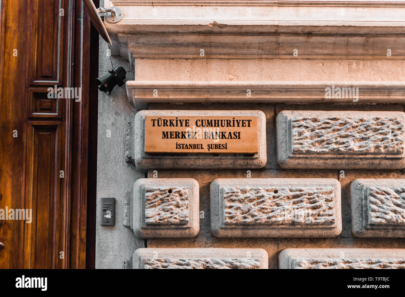 Istanbul, Turquie - 06 janvier 2018 : Panneau de la Banque centrale de la République de Turquie. Banque D'Images