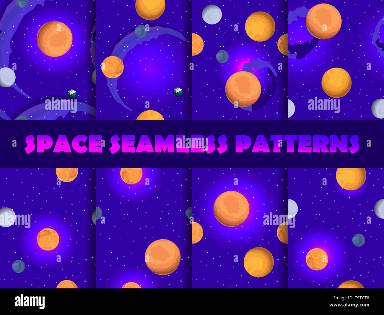 Transparente de l'espace jeu de motifs. Arrière-plan avec les planètes et les étoiles, nébuleuse. Vector illustration Illustration de Vecteur