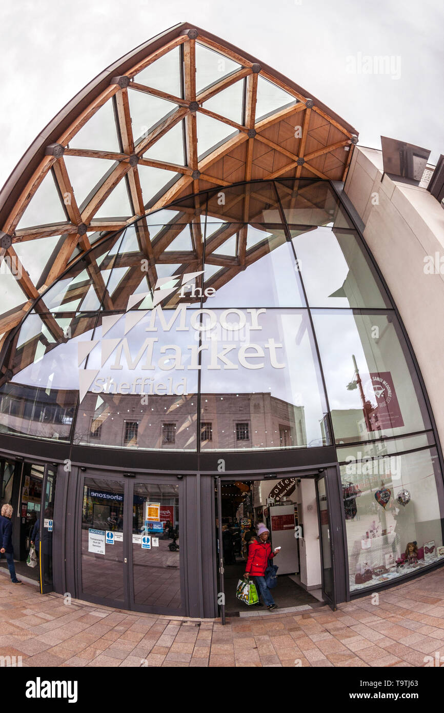 Le marché de Moor, Sheffield, fisheye view Banque D'Images