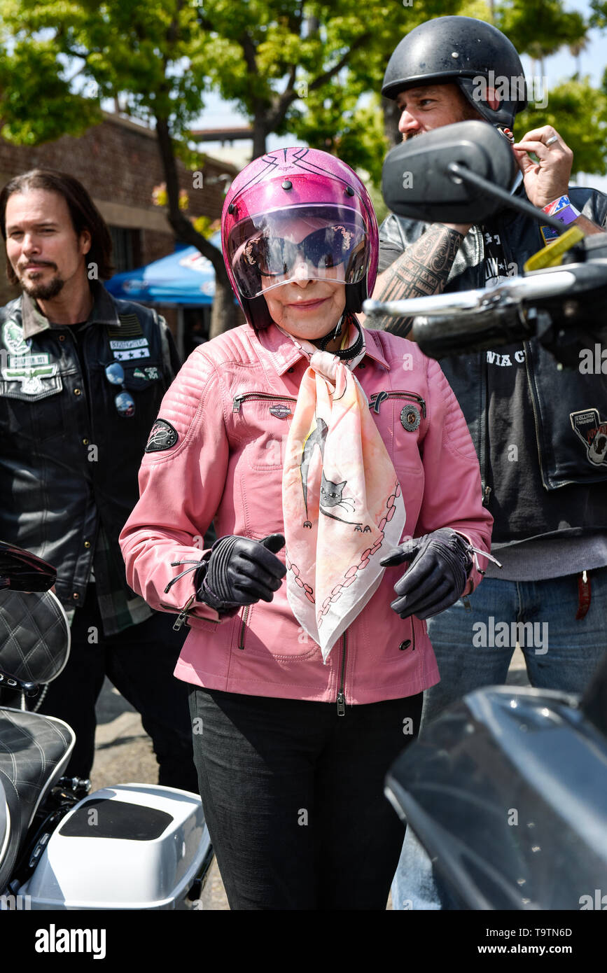 5 mai 2019, Laval, Québec, Wendy Dio s'apprête à monter la 5ème randonnée annuelle pour Ronnie charity tour de moto & concert Banque D'Images