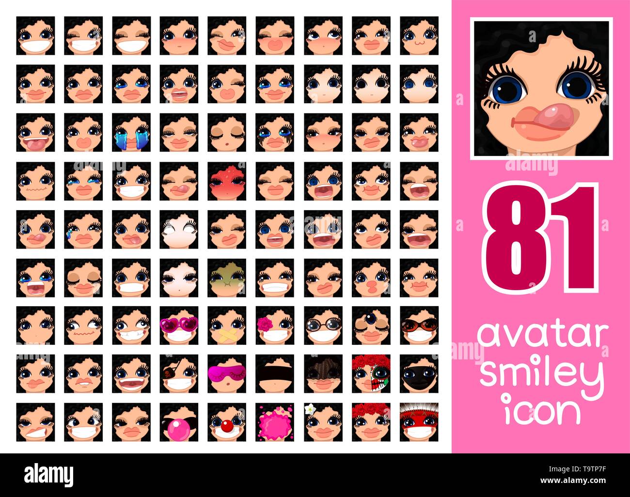 Vector SET-81 Médias sociaux avatars girl Illustration de Vecteur