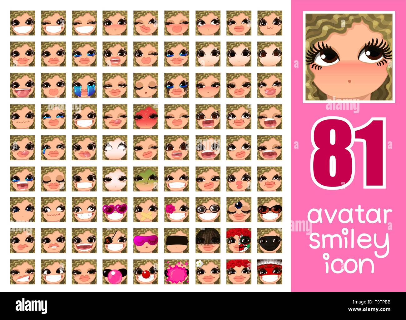 Vector SET-81 Médias sociaux avatars girl Illustration de Vecteur