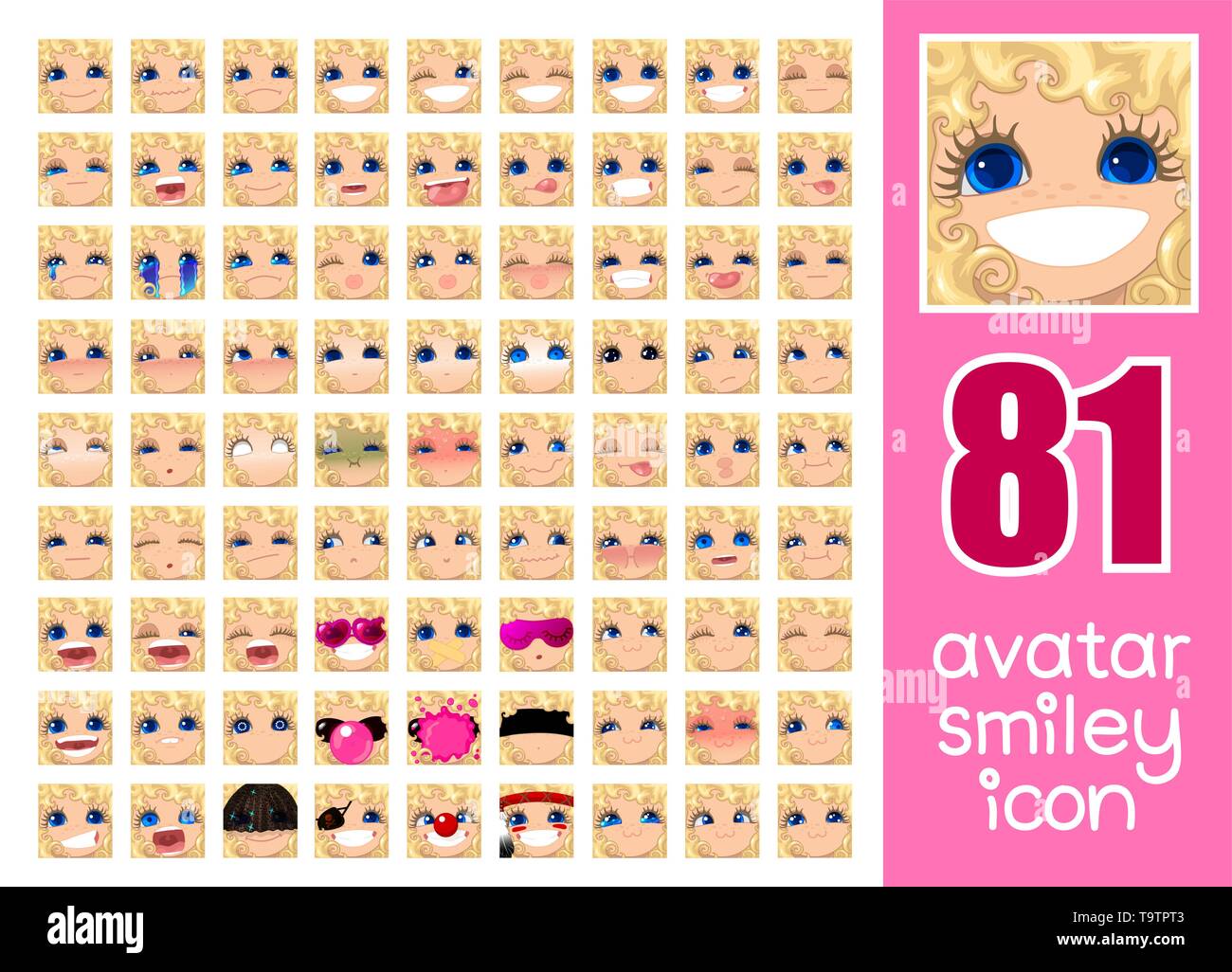 Vector SET-81 Médias sociaux avatars girl Illustration de Vecteur